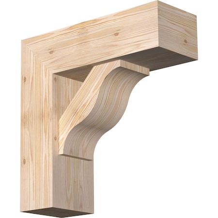 Ekena Millwork Funston Block Smooth Bracket w/ Offset Brace, Douglas Fir, 7 1/2"W x 22"D x 22"H BKT0806X22X22FST05SDF